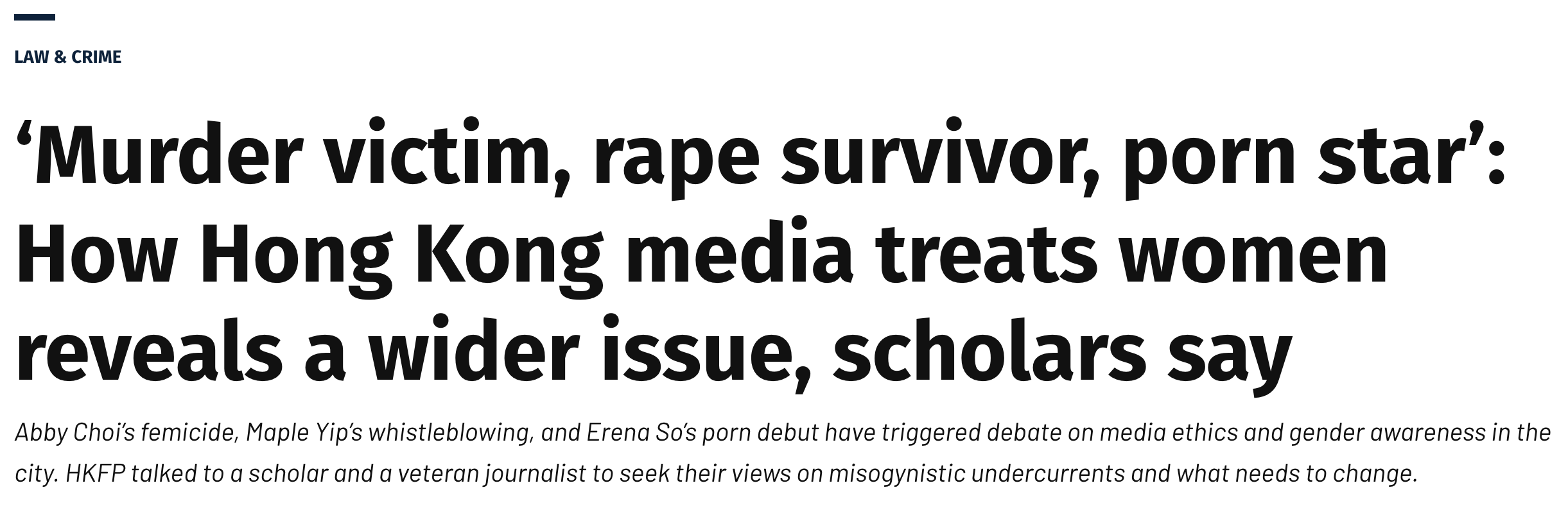 HKFP feature: Media Portrayal of Women
